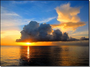 coucher soleil à Petit Nevis